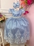 Vestido Infantil Azul C/ a Renda Realeza e Cinto de Pérolas - comprar online