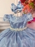 Vestido Infantil Azul C/ a Renda Realeza e Cinto de Pérolas - loja online