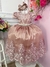 Vestido Infantil Rose C/ a Renda Realeza e Cinto de Pérolas