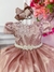 Vestido Infantil Rose Com a Renda Realeza e Cinto de Pérolas - Lele Moda Kids