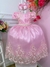 Vestido Infantil Rosa C/ Renda Realeza e Cinto de Pérolass