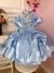Vestido Infantil Cinderela Frozen Azul C/ Aplique de Flores Luxo na internet