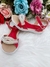 Sandália Infantil Com Pérolas e Strass Rasteira Vermelho