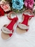 Sandália Infantil Com Pérolas e Strass Rasteira Vermelho - Lele Moda Kids