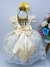 Vestido Infantil Amarelo Renda Branca Realeza Cinto Pérolas na internet