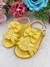 Sandália Amarelo Aplique de Flor Pérolas Lacinho Luxo