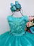 Vestido Infantil Verde Damas de Honra e Cinto Strass Pérola