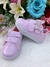 Tênis Lilás Verniz e Rosa Aplique Borboleta Velcro Meninas