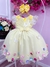 Vestido Infantil Amarelo Nervura Aplique Borboletas Flores - comprar online