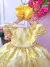 Vestido Infantil Amarelo Renda Realeza e Aplique Borboletas - comprar online