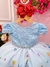 Vestido Infantil Princesa Cinderela Azul C/ Renda e Pérolas - comprar online