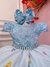 Vestido Infantil Princesa Cinderela Azul C/ Renda e Pérolas - comprar online