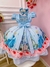 Imagem do Vestido Infantil Princesa Cinderela Azul C/ Renda e Pérolas