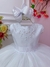 Vestido Infantil Branco Busto Strass Damas Luxo Festas