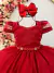 Vestido Infantil Vermelho C/ Busto Nervura C/ Pérolas Damas na internet