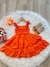 Vestido Infantil Primavera Verão Laranja Neon Saia C/ Babado na internet