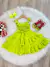 Vestido Infantil Primavera Verão Verde Neon Saia C/ Babado na internet