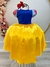 Fantasia Infantil Branca de Neve Amarelo Ouro Capa Tiara