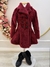 Casaco Sobretudo Infantil Pelúcia Forrado Marsala Luxo Botão - Lele Moda Kids