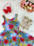 Vestido Infantil de Alça Primavera Verão Azul Colorido () na internet