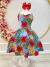 Vestido Infantil de Alça Primavera Verão Azul Colorido ()