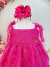 Vestido Infantil Pink de Alça e Com Plumas Luxo - comprar online