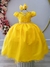 Vestido Infantil Amarelo Damas Honra Casamento Pérolas Renda