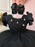 Vestido Infantil Preto Com Apliques de Flores Daminha Luxo
