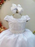 Vestido Infantil Longo Branco Busto C/ Renda Casamentos Luxo