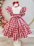 Vestido Infantil Xadrez Marsala e Branco Broche de Lacinhos na internet