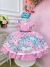 Vestido Infantil Jardim das Borboletas Rosa Festas Luxo