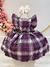 Vestido Infantil Xadrez Tartan Marsala Luxo