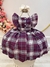 Vestido Infantil Xadrez Tartan Marsala Luxo - Lele Moda Kids