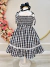 Vestido Infantil de Alça Xadrez Preto C/ Broche Casual Luxo - comprar online