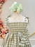 Vestido Infantil de Alça Xadrez Verde Claro C/ Broche Casual na internet