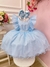 Vestido Infantil Princesa Cinderela Frozen Azul Brilho Pérolas