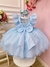 Vestido Infantil Princesa Cinderela Frozen Azul Brilho Pérolas na internet