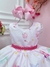 Vestido Infantil Circo Elefante e Bailarina Rosa Azul Luxo
