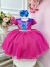 Vestido Infantil Lilo Stitch Pink e Azul Com Glitter Festas