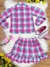 Conjunto Meninas Junino Camisa Rosa Com Mini Saia Xadrez na internet