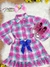 Conjunto Meninas Junino Camisa Rosa Com Mini Saia Xadrez na internet