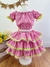 Conjunto Meninas Junino Rosa Xadrez Cropped Com Saia Luxo - Lele Moda Kids