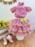 Imagem do Conjunto Meninas Junino Rosa Xadrez Cropped Com Saia Luxo