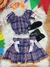 Conjunto Infantil Junino Ciganinha Azul Escuro Xadrez