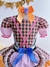 Fantasia Infantil Junino Salmão e Xadrez Preto Colorido - Lele Moda Kids