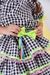 Imagem do Conjunto Meninas Junino Preto Xadrez Cropped Com Saia Luxo