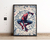 Quadro decorativo do Homem-Aranha em estilo de esboço, com fundo detalhado e elementos gráficos.