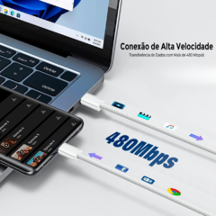 Cabo de dados TIPO-C / Lightning 27W Linha Premium de 1 Metro na internet