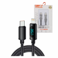 Cabo de Dados 35W TIPO-C / Lightning Indicador Digital Linha Premium EL-3115-PD