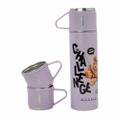 Garrafa Térmica Inox 500ml com 3 Xícaras Estampa Urso GDR1015 na internet